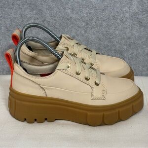 SOREL Caribou X Waterproof Platform Lace Up Sneakers-Cream/Tan-Women Size 6